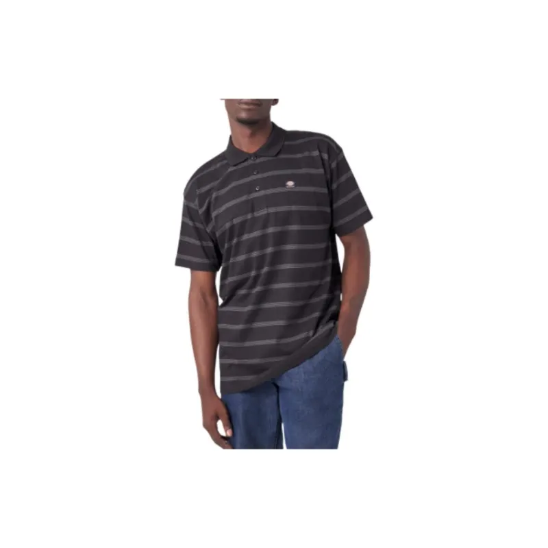 Dickies Polo Shirt Men's Black Stripes-1