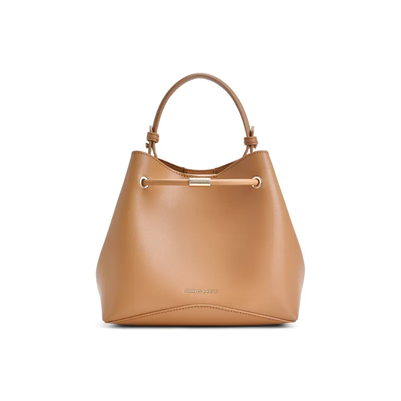 CHARLES&KEITH PU Shoulder Bag, Handbag Medium Size Women's Oat Toffee Medium Umber-5