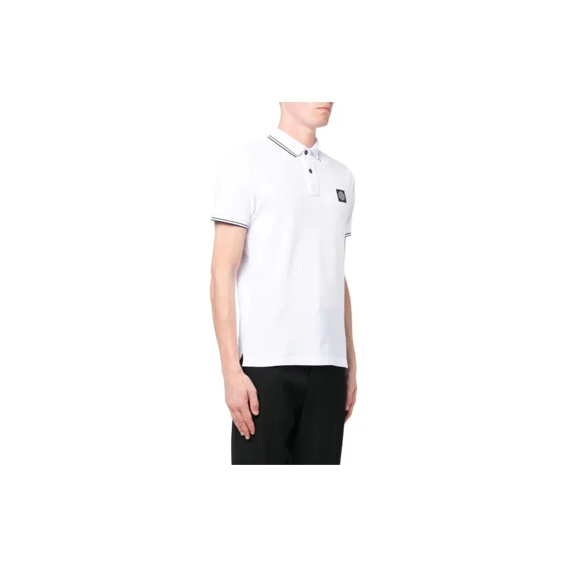 STONE ISLAND Logo Patch Short Sleeved Polo Shirt-3
