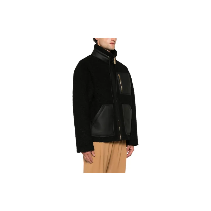 MOSCHINO Stand Up Collar Shearling Jacket-2
