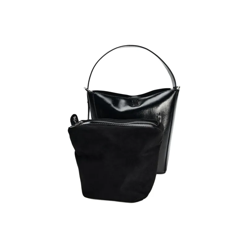 ZARA PU Bucket Bags Handbags Medium Size Women's Black-4