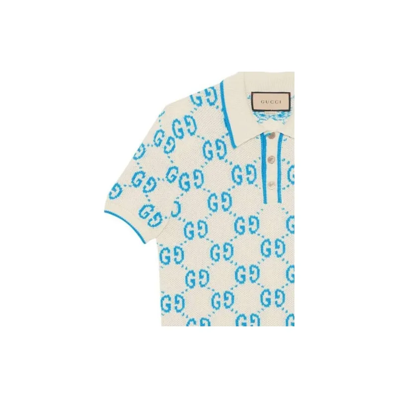 GUCCI SS23 Polo Shirt Men's Blue White-5