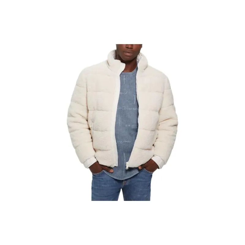 GUESS Teddy Puffer Jacket Jackets Coats Men's White-1