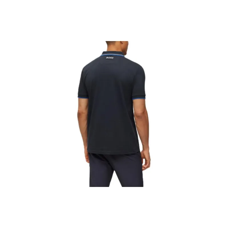 HUGO BOSS Logo embroidered Striped trim Piqué Polo Shirt-3