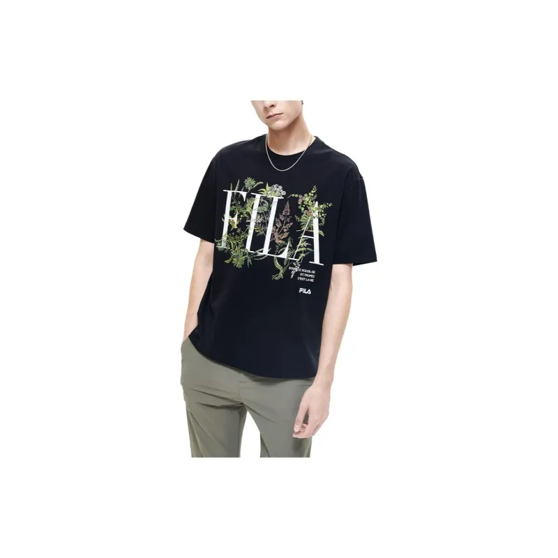 FILA Drop Shoulder Sleeve T Shirt Men's Black-4