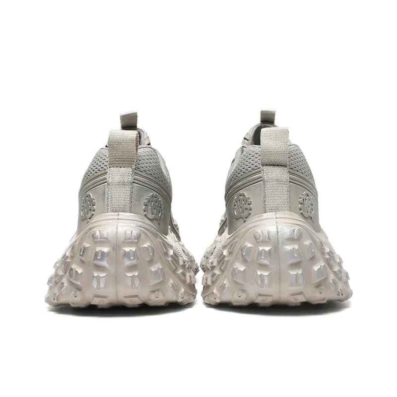 CEDAR HAN Coverage Abrasion Resistant Lightweight Breathable Slip Resistant Low Top Chunky Sneakers Men's Beige Gray-2