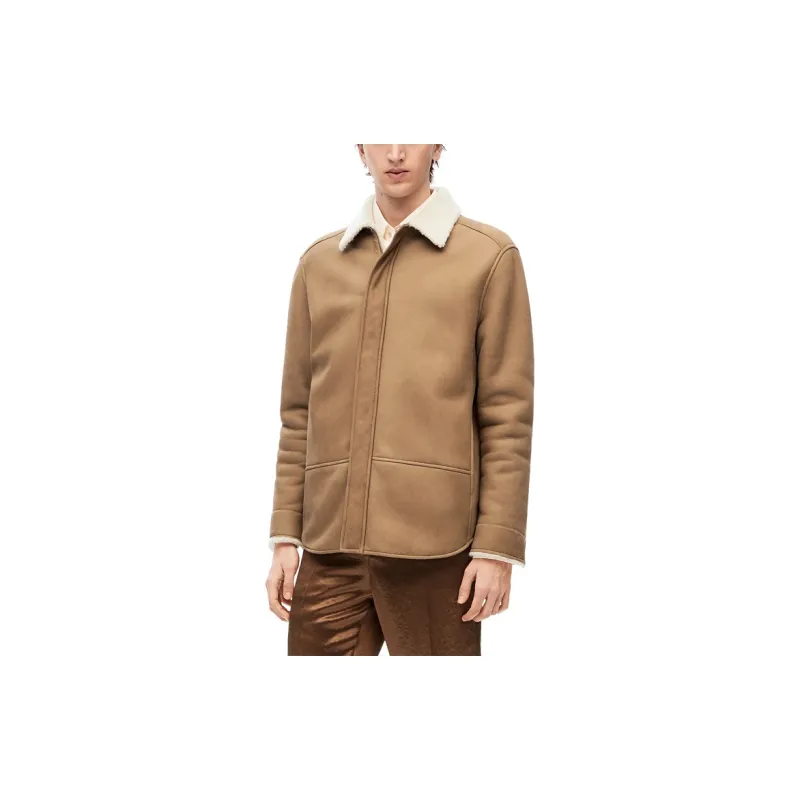 LOEWE Anagram-embossed Leather Shirt Jacket-2