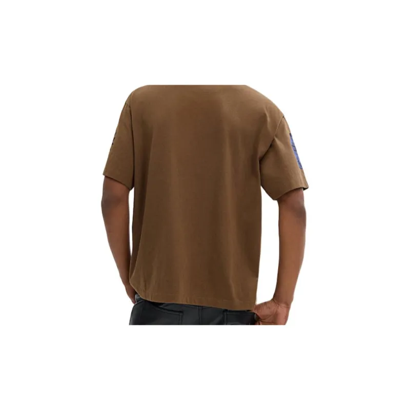 COACH Letter Logo Print Crew Neck Short Sleeved T Shirt T Shirt Men's Umber-2