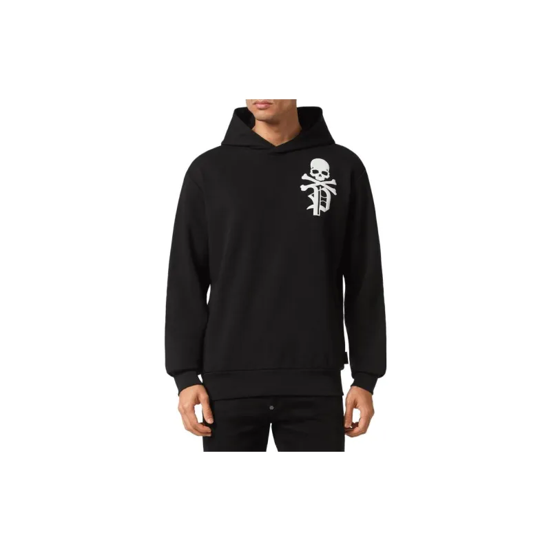 PHILIPP PLEIN Gothic Plein Logo flocked Cotton Hoodie-2