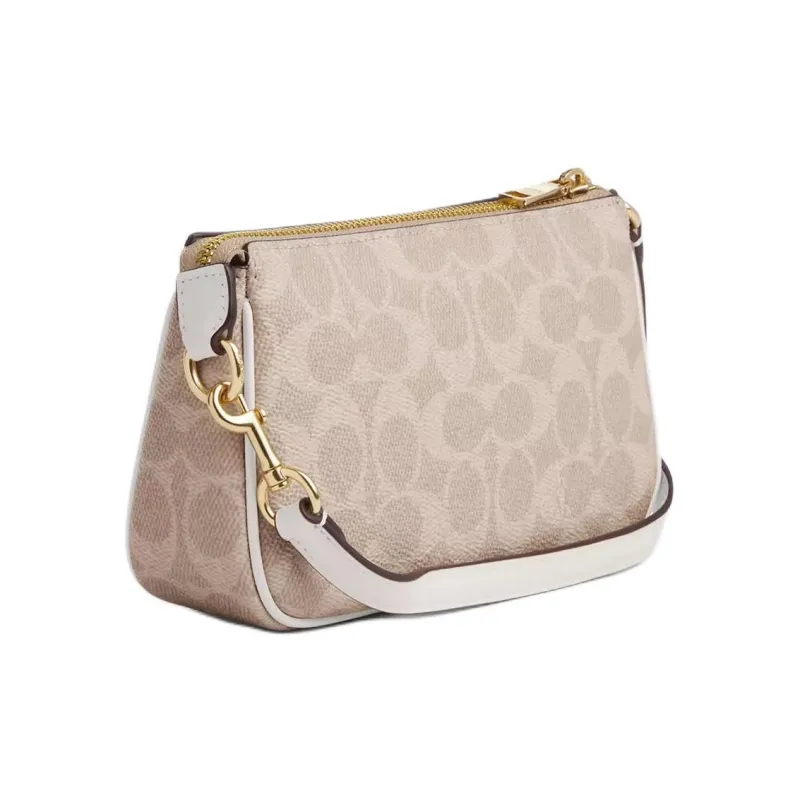 COACH Nolita Coated Canvas One Shoulder Handbag Small Size Women's Sand & Chalk White-1