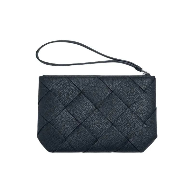 Bottega Veneta Calfskin Clutch Medium Size Men's Blue Black-1