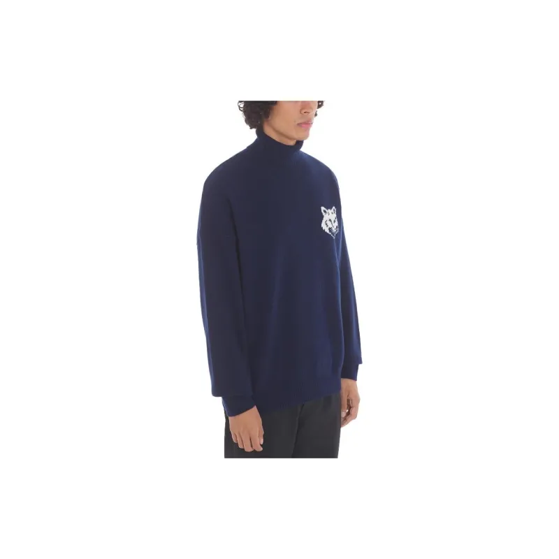 Maison Kitsune Roll Neck Fox Head Intarsia Knit Jumper-4