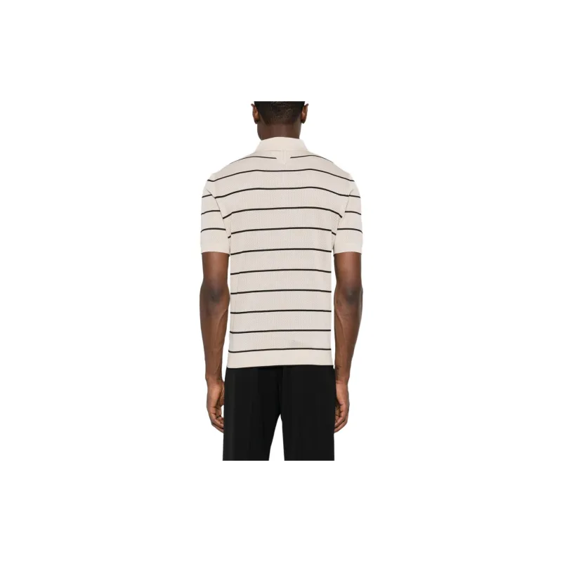 PRADA Short-Sleeved Striped Open-Knit Polo Shirt-1