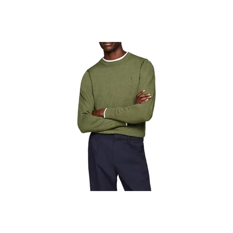 Tommy Hilfiger Crew Neck Mouliné Jumper Sweater Men's Green-3