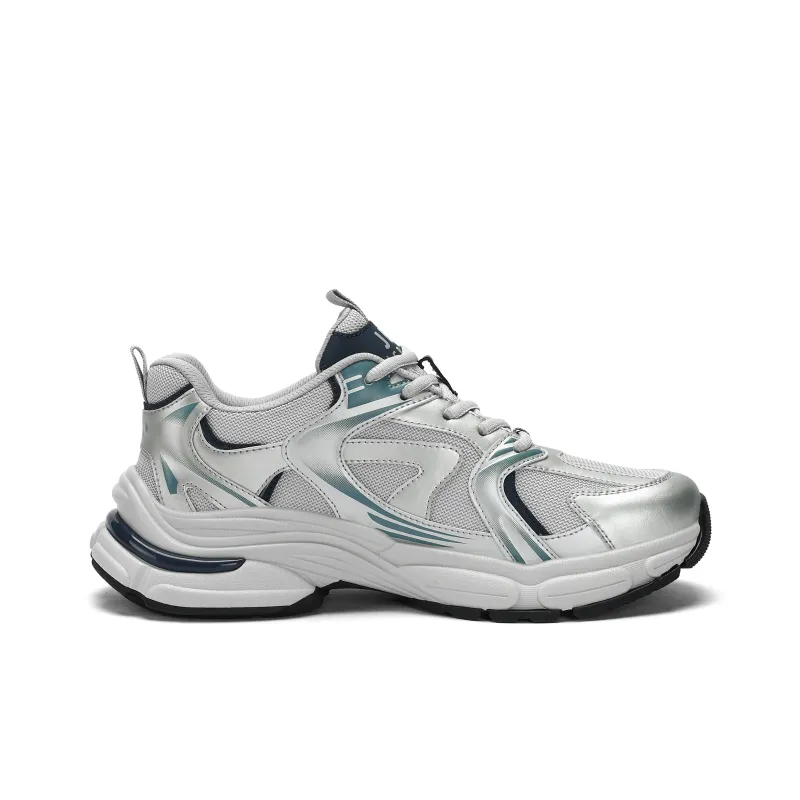 JEEP SPIRIT Anti Slip Wear Resistant Breathable Height Increasing Low Top Chunky Sneakers Men's Silver Gray-1
