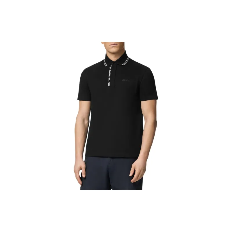 VERSACE Barocco Embroidered Short Sleeved Polo Shirt-1