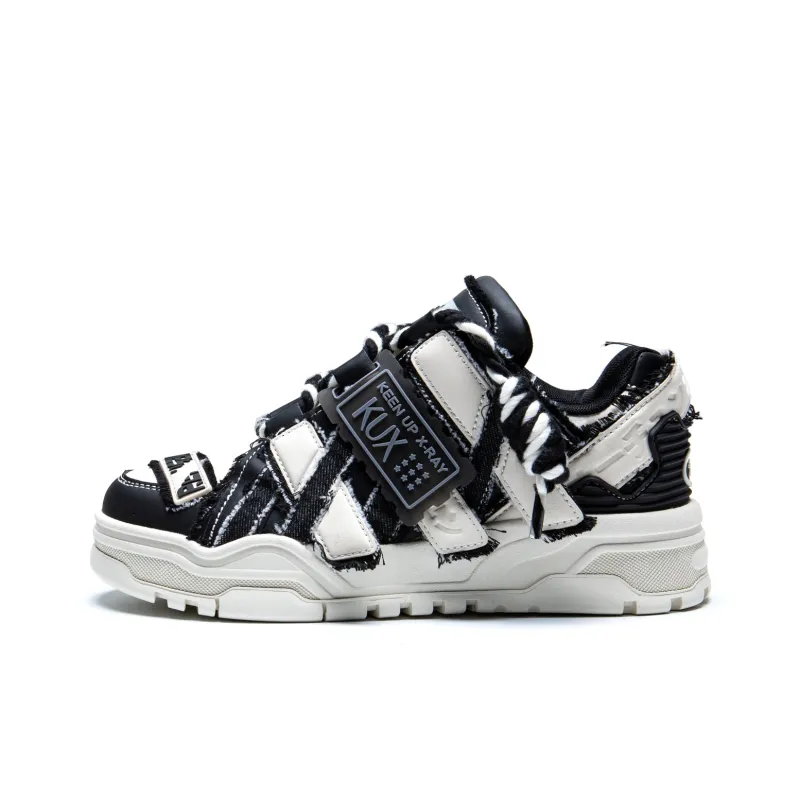 KUX Denim Mini Puffy Wear-Resistant Height Increasing Low-Top Skateboard Shoes Unisex-7