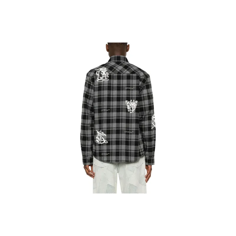 OFF WHITE Character Checked Long Sleeved Shirt-3