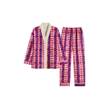 MIIOW Pajama Set Women's Multicolor Houndstooth