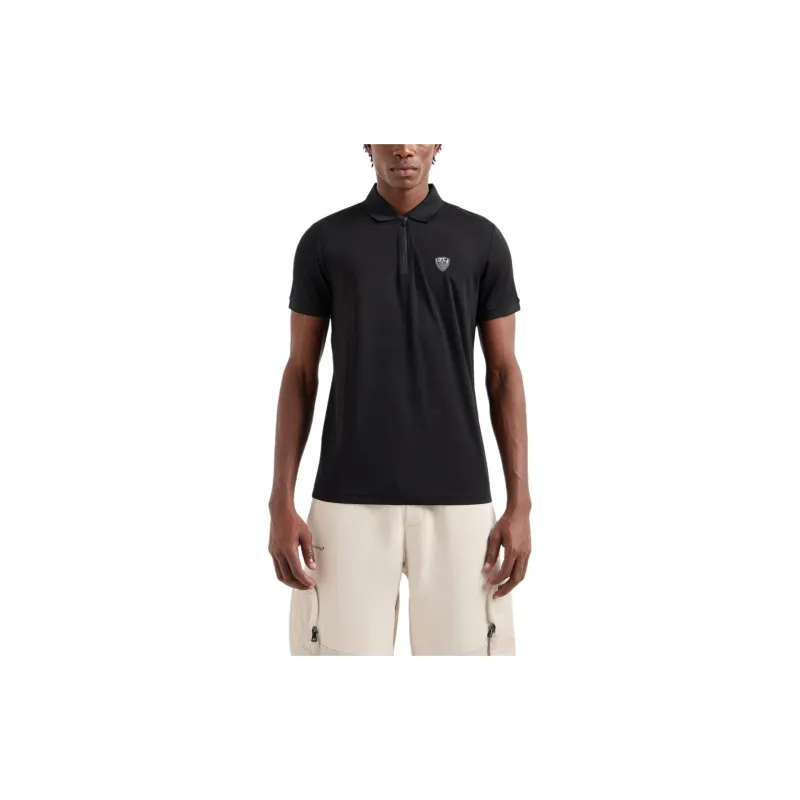 Ea7 EMPORIO ARMANI Logo patch Half zip Polo Shirt-1