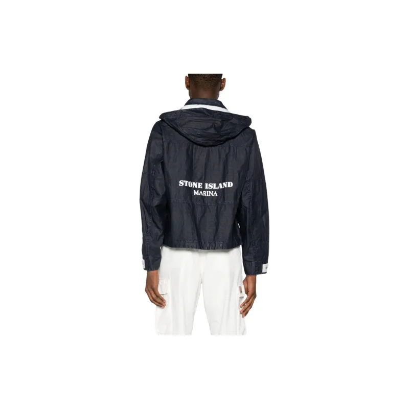 STONE ISLAND Raw Plated Linen Hooded Jacket-3