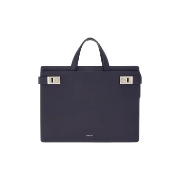 FERRAGAMO Hammered Calfskin Handbag Men's Midnight Blue