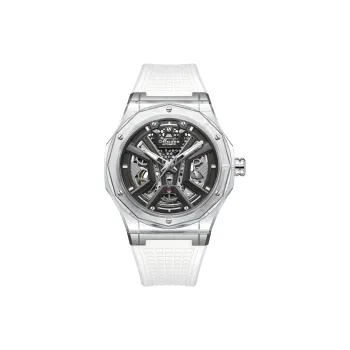 MESDUN Automatic Mechanical Movement Silicone Strap Watch Men's Watches Black Dial
