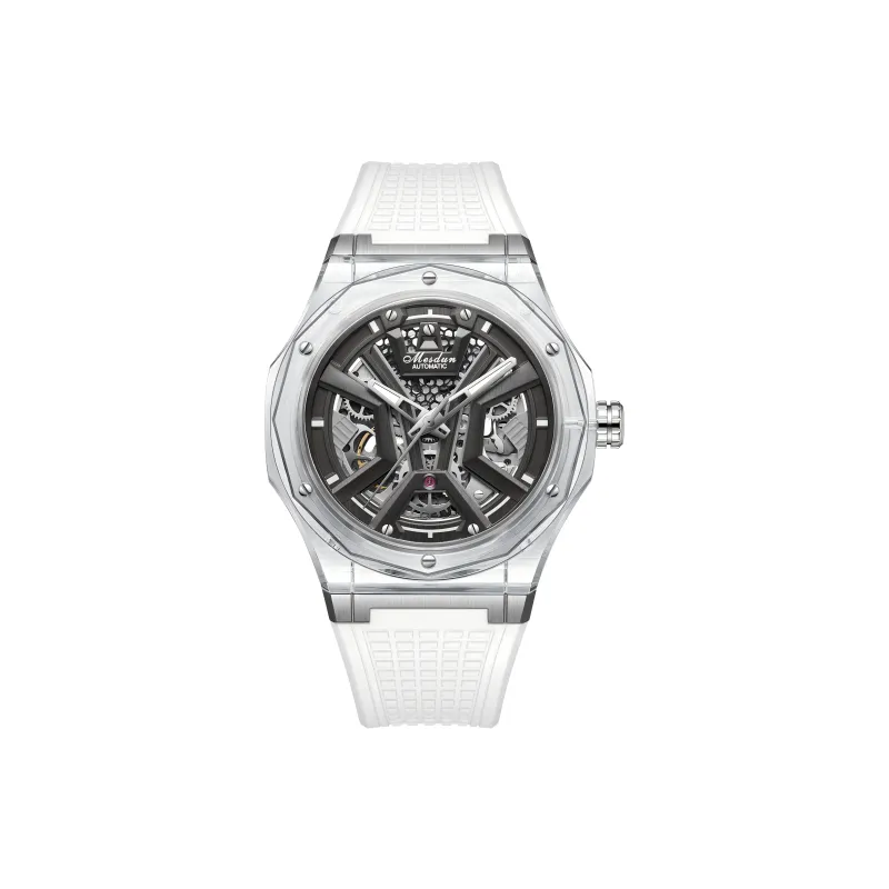 MESDUN Automatic Mechanical Movement Silicone Strap Watch Men's Watches Black Dial-0