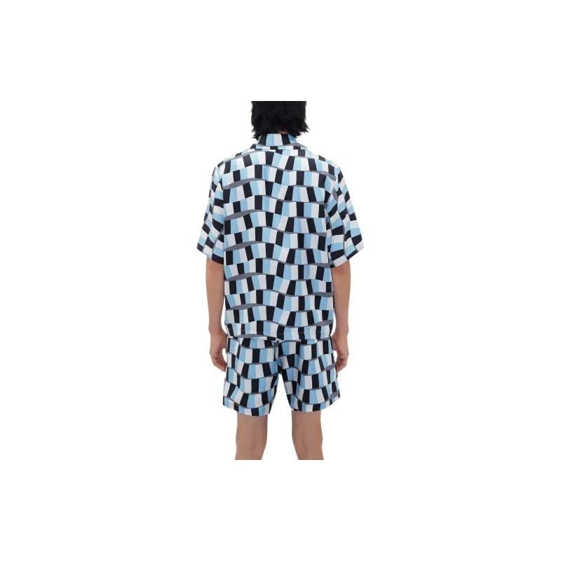 AMIRI SS24 Snake Checker Bowling Shirt Shirt Men's Air Blue-1