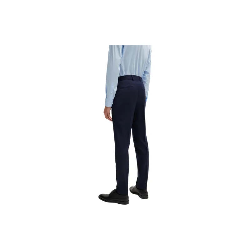 HUGO BOSS Slim Fit Suit In Micro Patterned Virgin Wool Business Suit Men's Dark Blue-7