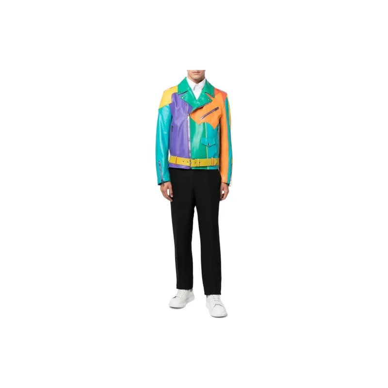 MOSCHINO Leather Jackets Men Multicolor-1