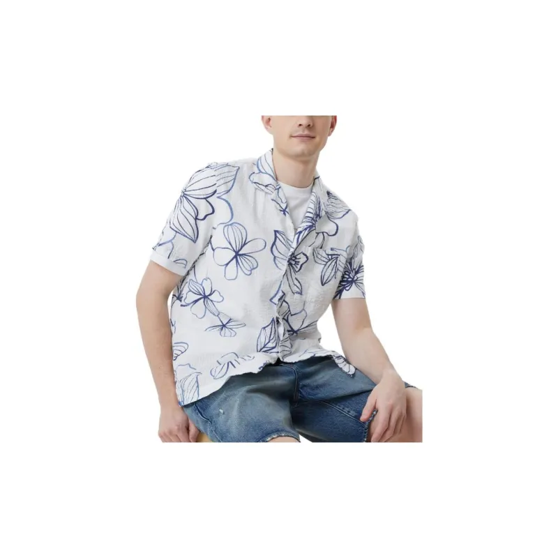 GAP Shirts Men Blue Floral Print-3