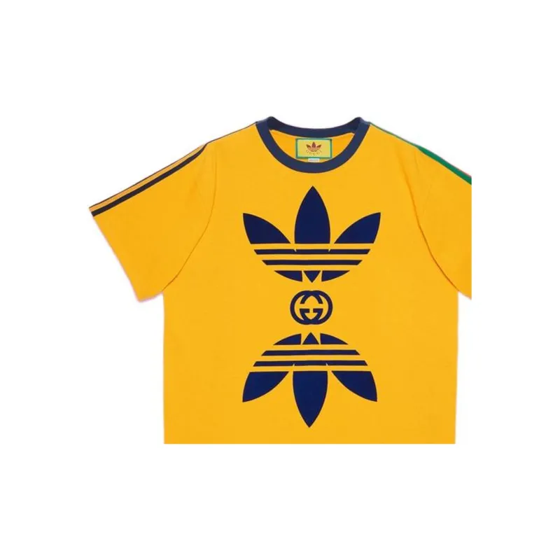 GUCCI X Adidas Originals SS22 Cotton Jersey T-Shirt Yellow-5