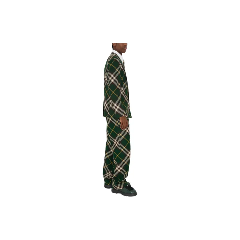 Burberry Wide Leg Equestrian Knight Motif Checked Trousers-4