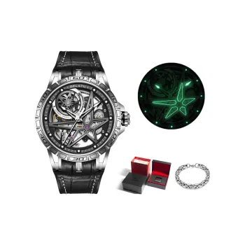 GELATU Automatic Mechanical Movement Silicone Strap Watch Men's Watches Black Dial