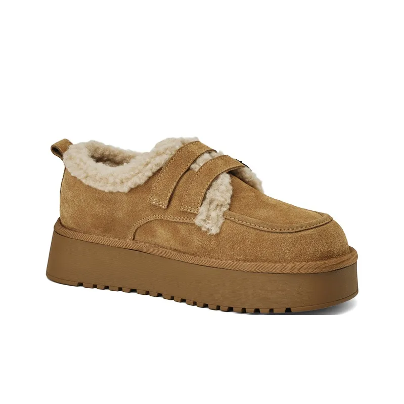 ST&SAT Fleece-Lined BUKEN Shoes For Autumn And Winter Insulated Shoes Casual Single Shoes Women's-2