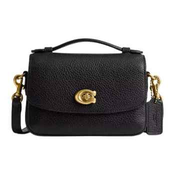 COACH Cassie High Quality Pebbled Leather Shoulder Bag Crossbody Bag Handbag Medium Size Women's Black