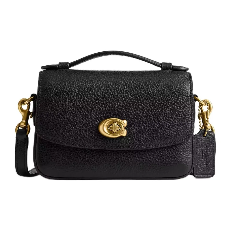 COACH Cassie High Quality Pebbled Leather Shoulder Bag Crossbody Bag Handbag Medium Size Women's Black-0