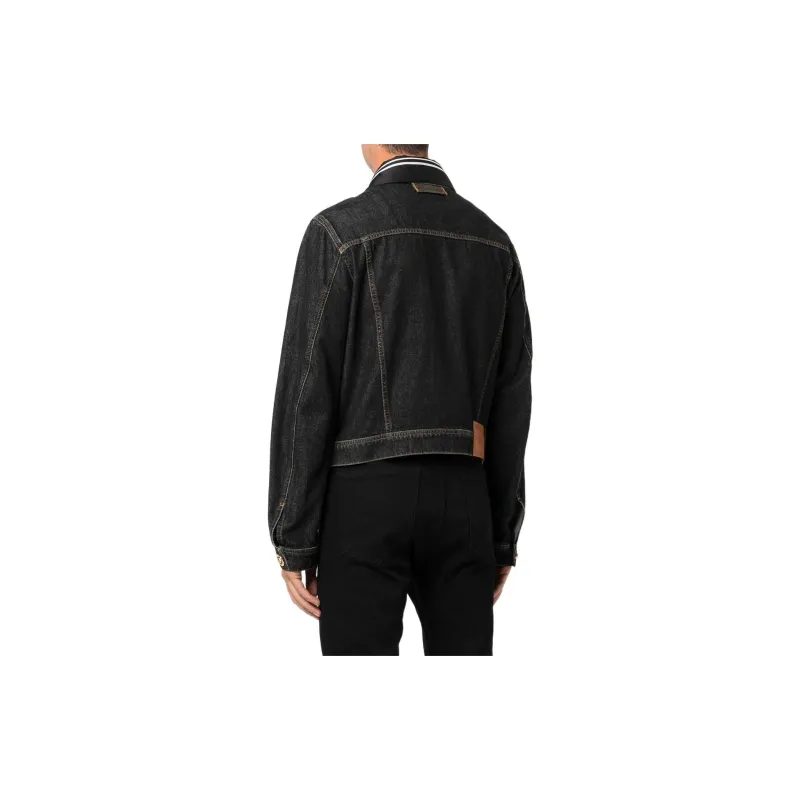 VERSACE Denim Jackets Men Black-3