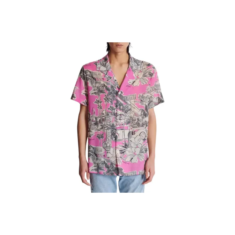 BALMAIN Miami Print Silk Camp Shirt-1