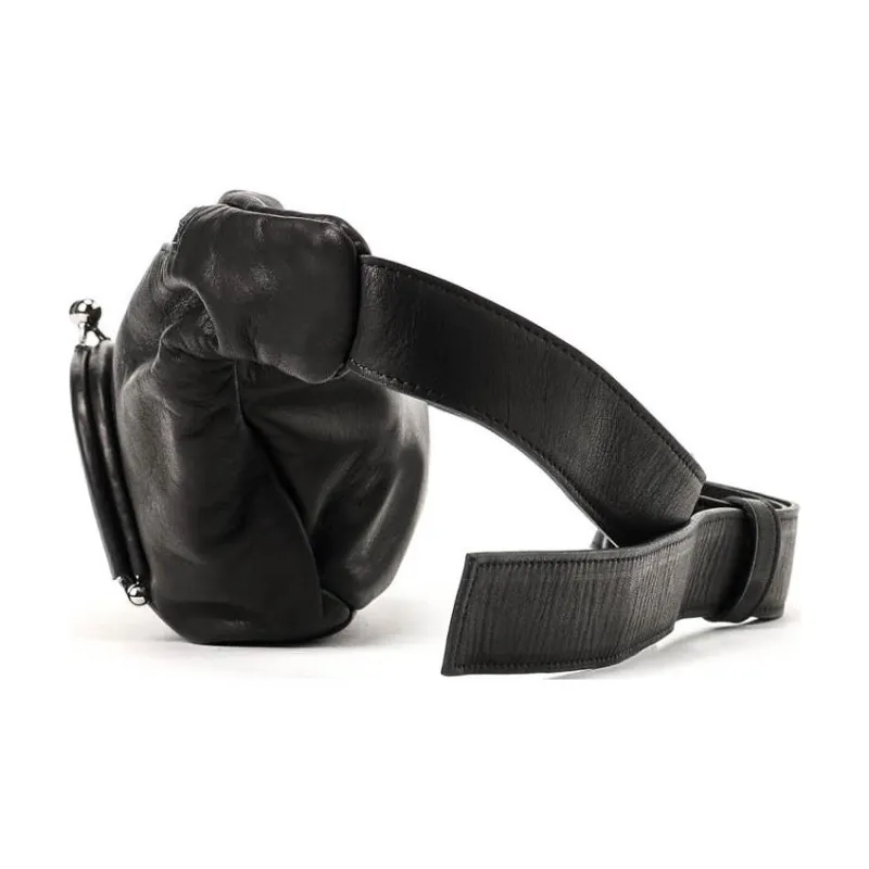 Yohji Yamamoto Cow Leather One Shoulder Crossbody Fanny Pack Men's Black-1