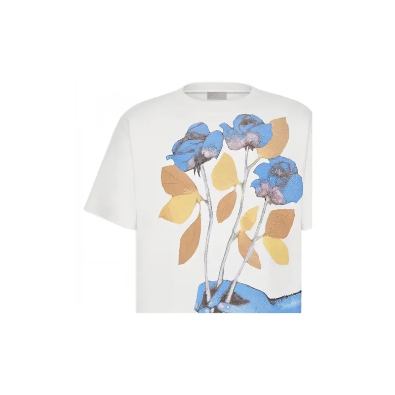 DIOR And Alex Foxton Printing Short Sleeve T-shirt White-3