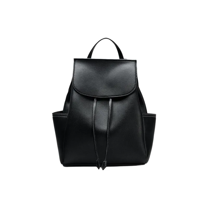 ZARA PU Backpack Large Size Women's Black-0