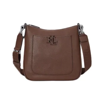 Ralph Lauren Cow Leather Shoulder Bag Crossbody Bag Large Size Women's Dark Red Brown