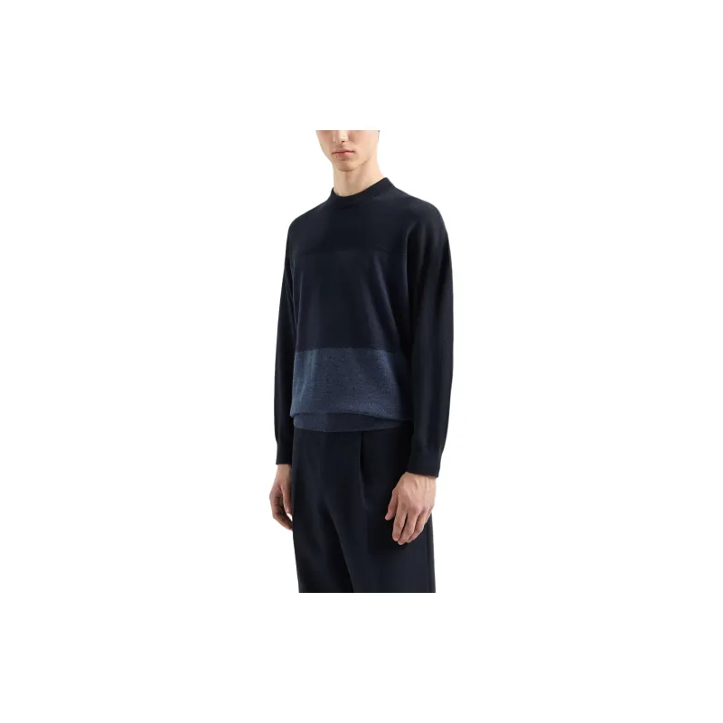 EMPORIO ARMANI Virgin Wool Jumper With Oversized Colour block Stripes-3