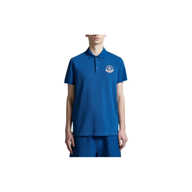 Moncler Logo Embroidered Ribbed Collar Polo Shirt-1