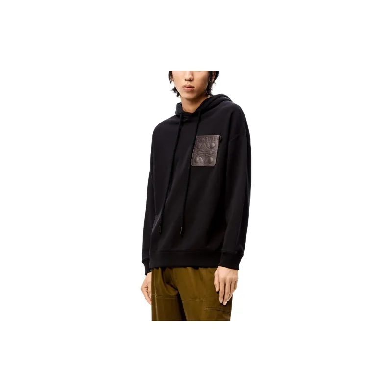 LOEWE Anagram Leather Patch Hoodie-1