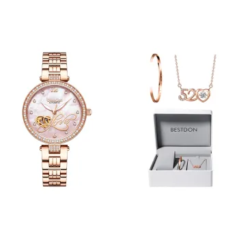 Bestdon Mechanical Movement Stainless Steel Watchband Watch Women's Watch Mother of Pearl Color Watch Dial
