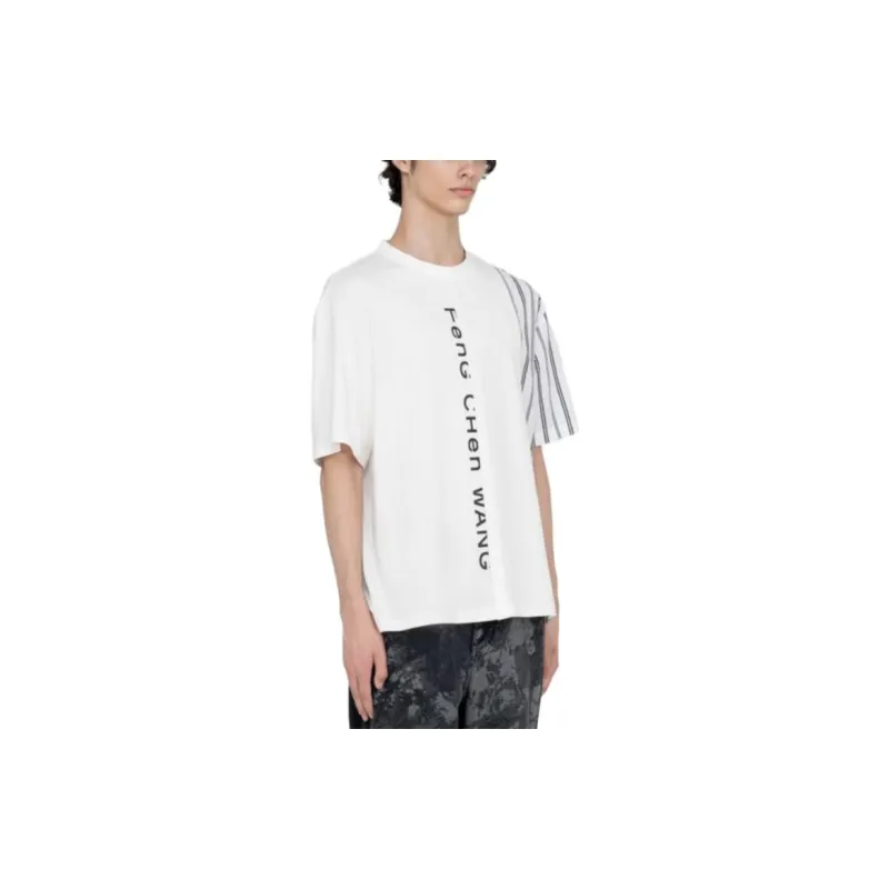 Feng Chen Wang Stitching Series T Shirts Men White-3
