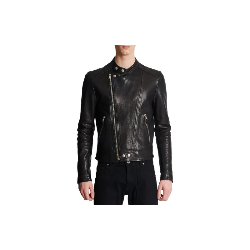 BALMAIN Zipped Leather Biker Jacket-2